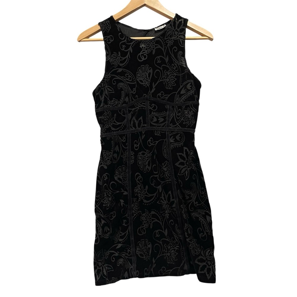 Intimately‎ Free People Velvet Burnout Floral Dress Size S Black Witchy Romantic